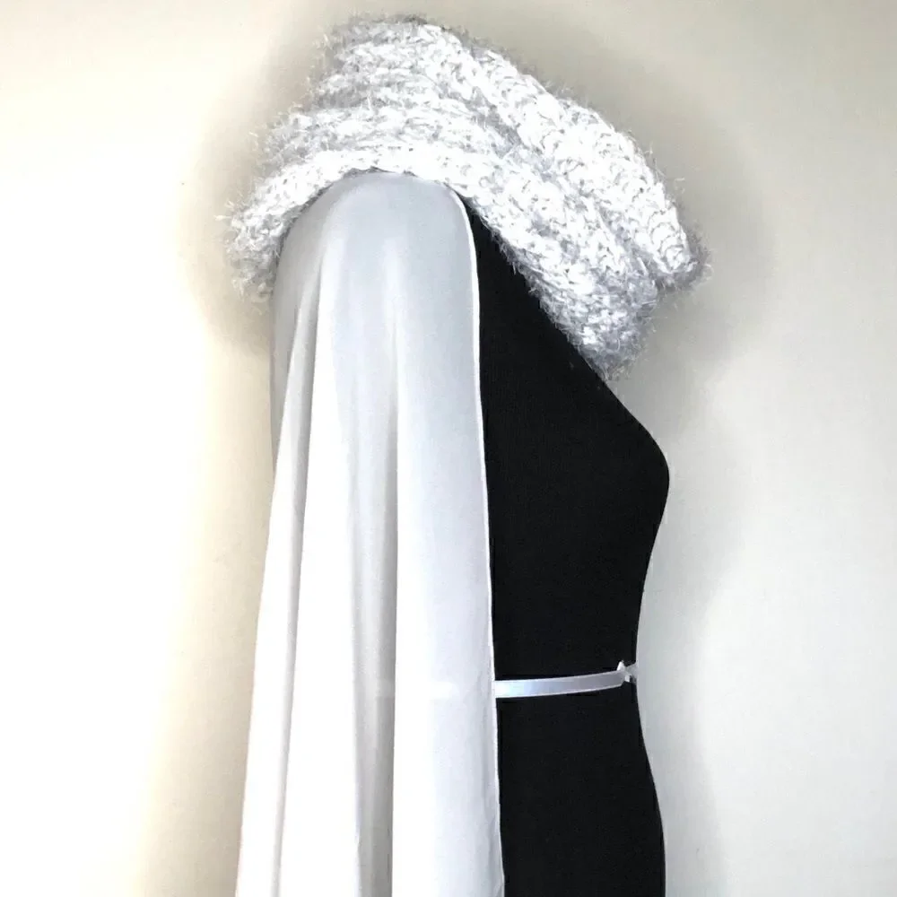 Cream & Grey Chunky Knit Winter Scarf – NWT, Soft Lined Shawl